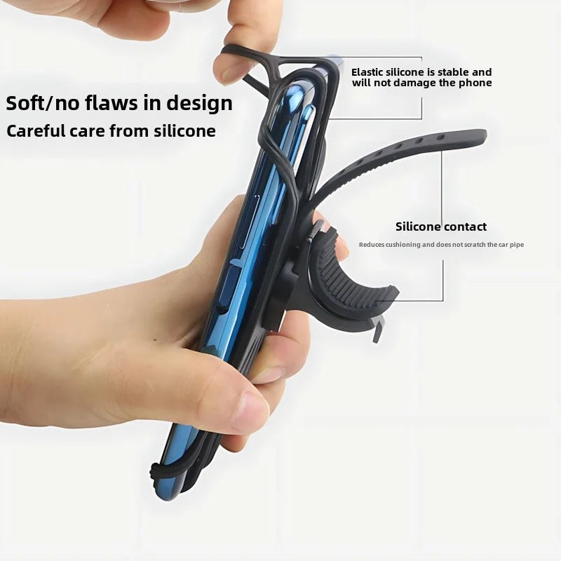 Multi-Function Rotating Silicone Bike Phone Mount – Hands-Free Bicycle & E-Bike Phone Holder with 4-Corner Lock Design