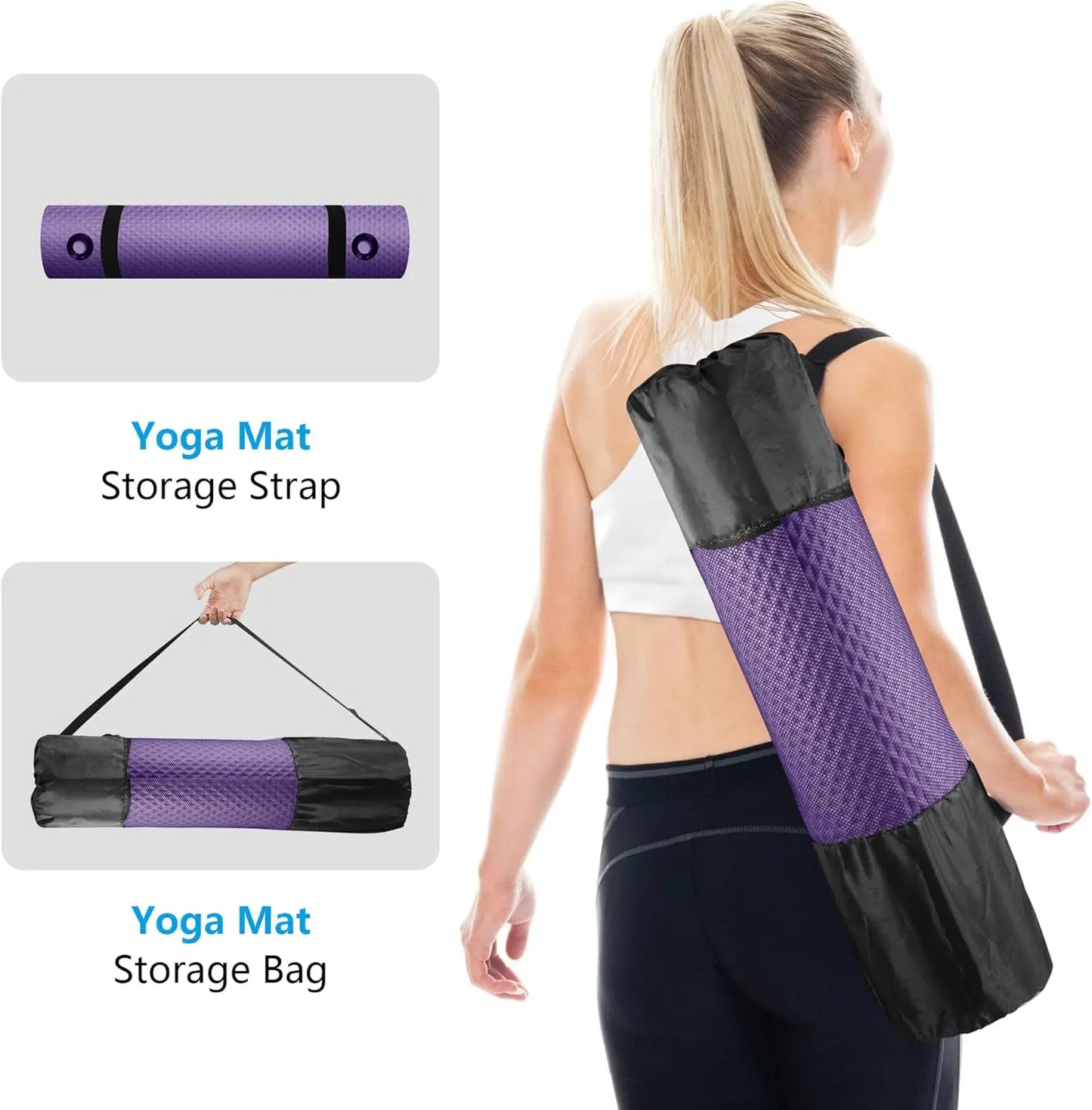 Extra Wide Non-Slip Yoga Mat with Strap and Bag, Thick Exercise Mat for Home Outdoor Workouts