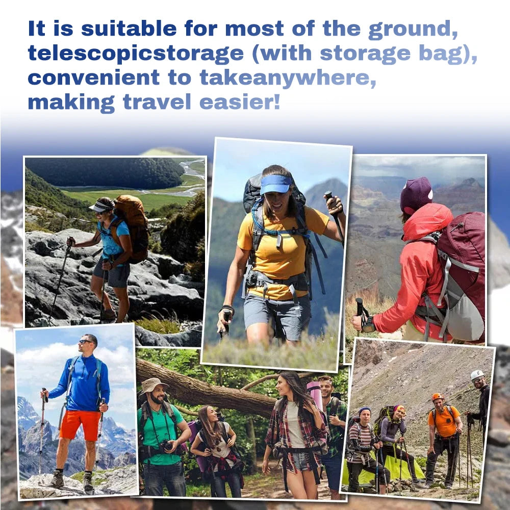 Trekking Poles Aluminum Alloy Telescopic Walking Hiking Stick Nordic Anti-shock Adjustable Crutch Outdoor Climbing Equipment