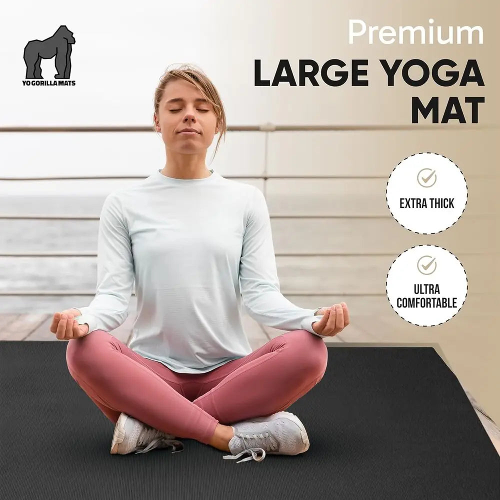 Extra Large Yoga Mat–12'x6'x8mm Extra Thick&Ultra Comfortable,Non-Slip Barefoot Exercise Mat–Works Greaton Any Floor for Stretch