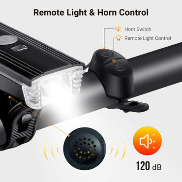 USB Rechargeable 1000 Lumen Bike Light Set, Waterproof Front & Rear Cycling Lights with 4 Modes