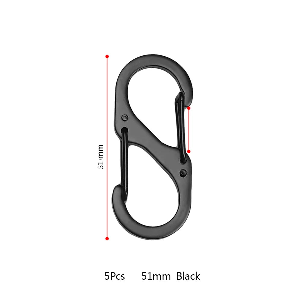 5Pcs S Type Carabiner Mini Keychain Lock Hook Anti-Theft Outdoor Camping Backpack Buckle Key-Lock Tool Dual Spring Snap Hooks