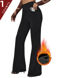 3-Pack Women's Solid Skinny Black Flare Leg Pants,High Waist Stretch Flared Pants, Sports Yoga Pants Compression Leggings