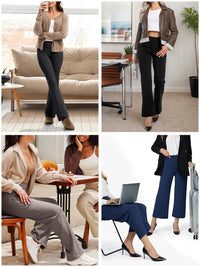 3-Pack Women's Solid Skinny Black Flare Leg Pants,High Waist Stretch Flared Pants, Sports Yoga Pants Compression Leggings