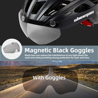 Male and female bicycle helmets, magnetic detachable safety glasses, adjustable light, breathable safety protection device