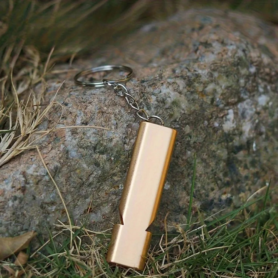 1 Piece Gold Survival Whistle Keychain with Double Hole Design, Suitable for Camping and Emergency Rescue, Perfect Gift Choice
