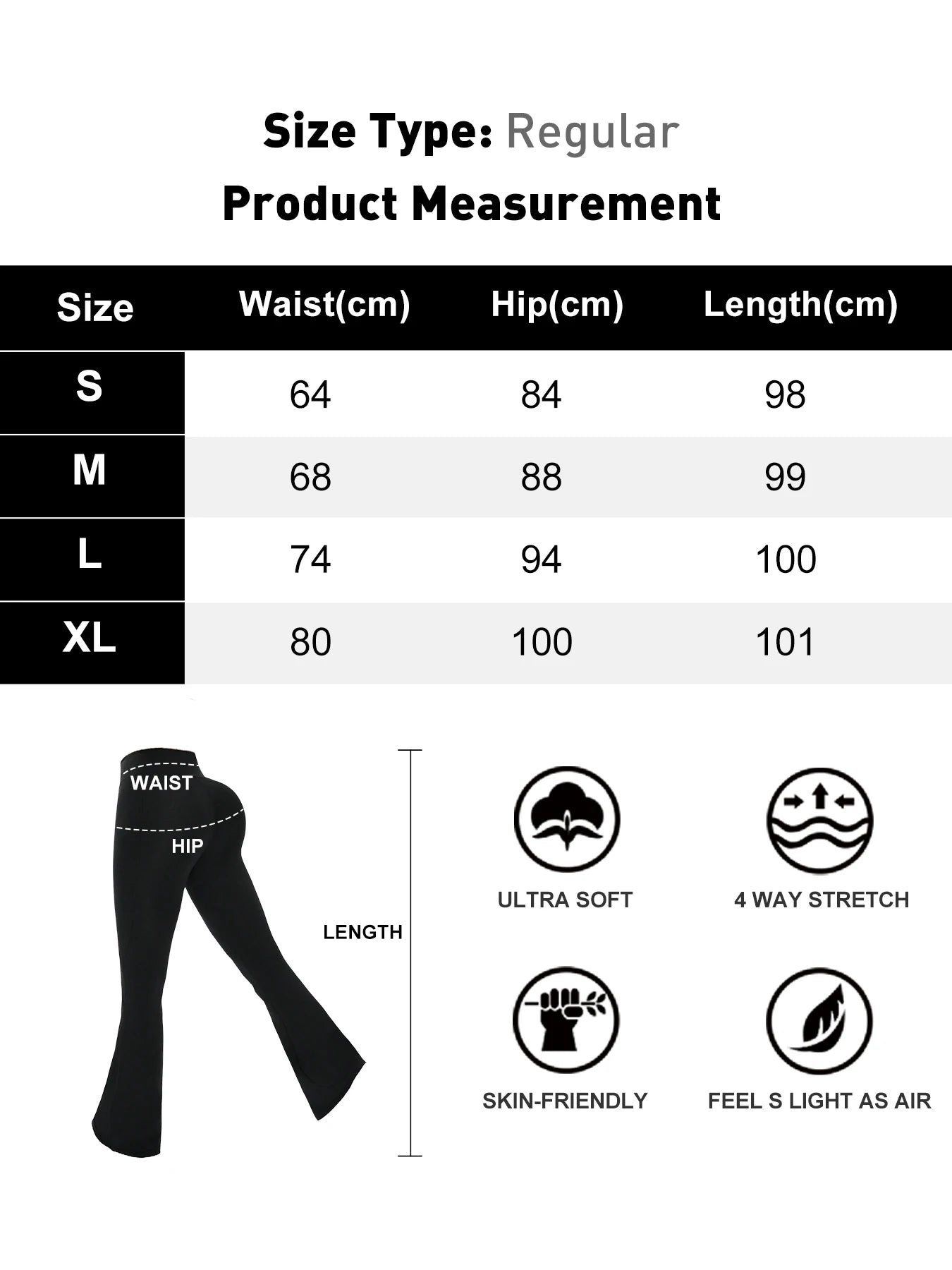 3-Pack Women's Solid Skinny Black Flare Leg Pants,High Waist Stretch Flared Pants, Sports Yoga Pants Compression Leggings