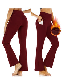 3-Pack Women's Solid Skinny Black Flare Leg Pants,High Waist Stretch Flared Pants, Sports Yoga Pants Compression Leggings