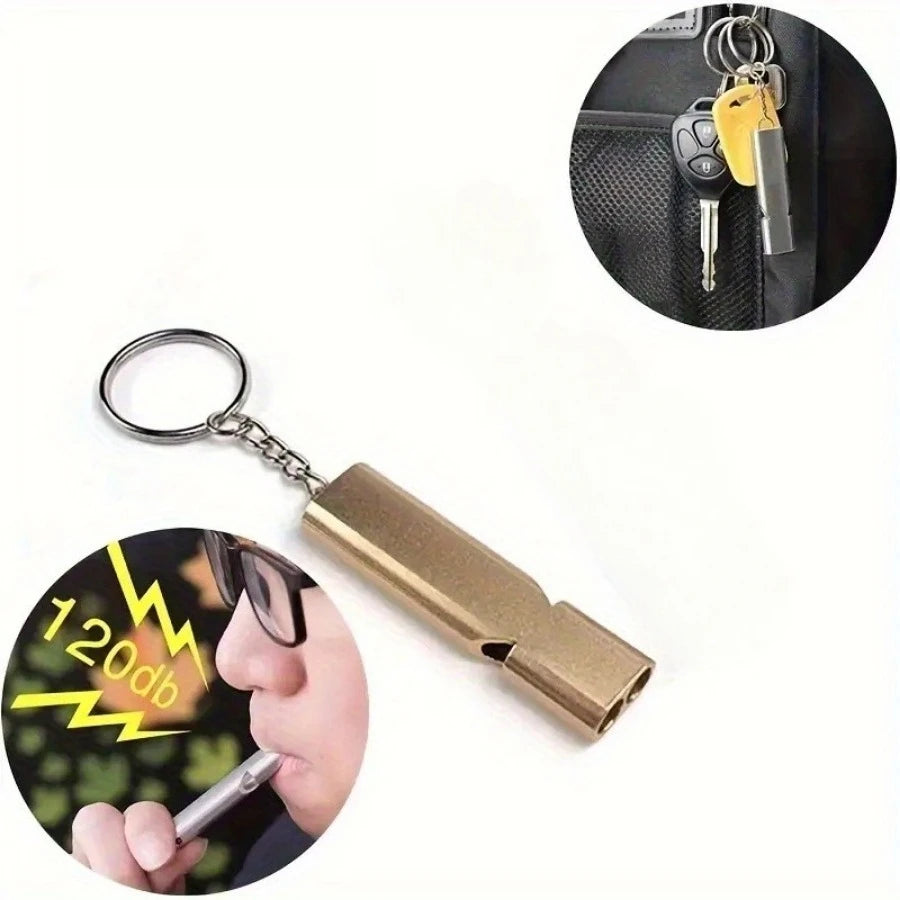 1 Piece Gold Survival Whistle Keychain with Double Hole Design, Suitable for Camping and Emergency Rescue, Perfect Gift Choice