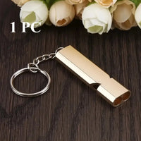 1 Piece Gold Survival Whistle Keychain with Double Hole Design, Suitable for Camping and Emergency Rescue, Perfect Gift Choice
