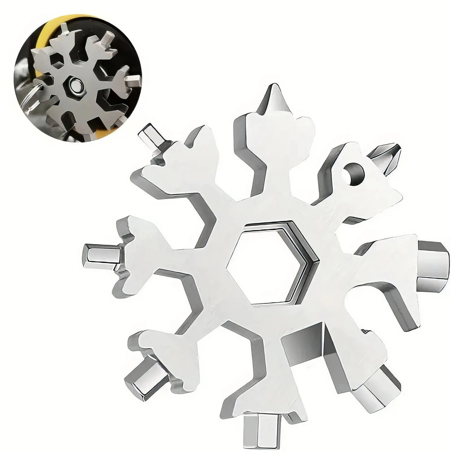 1 Snowflake Multifunctional Tool, Stainless Steel Bottle Opener, Screwdriver Wrench, Essential Christmas Camping Artifact