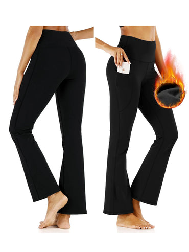 3-Pack Women's Solid Skinny Black Flare Leg Pants,High Waist Stretch Flared Pants, Sports Yoga Pants Compression Leggings