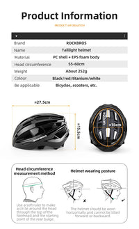 ROCKBROS Bicycle Helmet LED Rear Light Rechargeable Intergrally-molded Cycling Helmet MTB Road Bike Helmet Sport Safe Hat Helmet