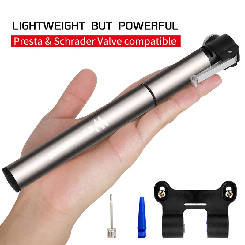 WEST BIKING 120PSI Bicycle Pump Hose Mountain Road Cycling Tire Inflator Schrader Presta Valve Alloy Portable Mini Bike Pump