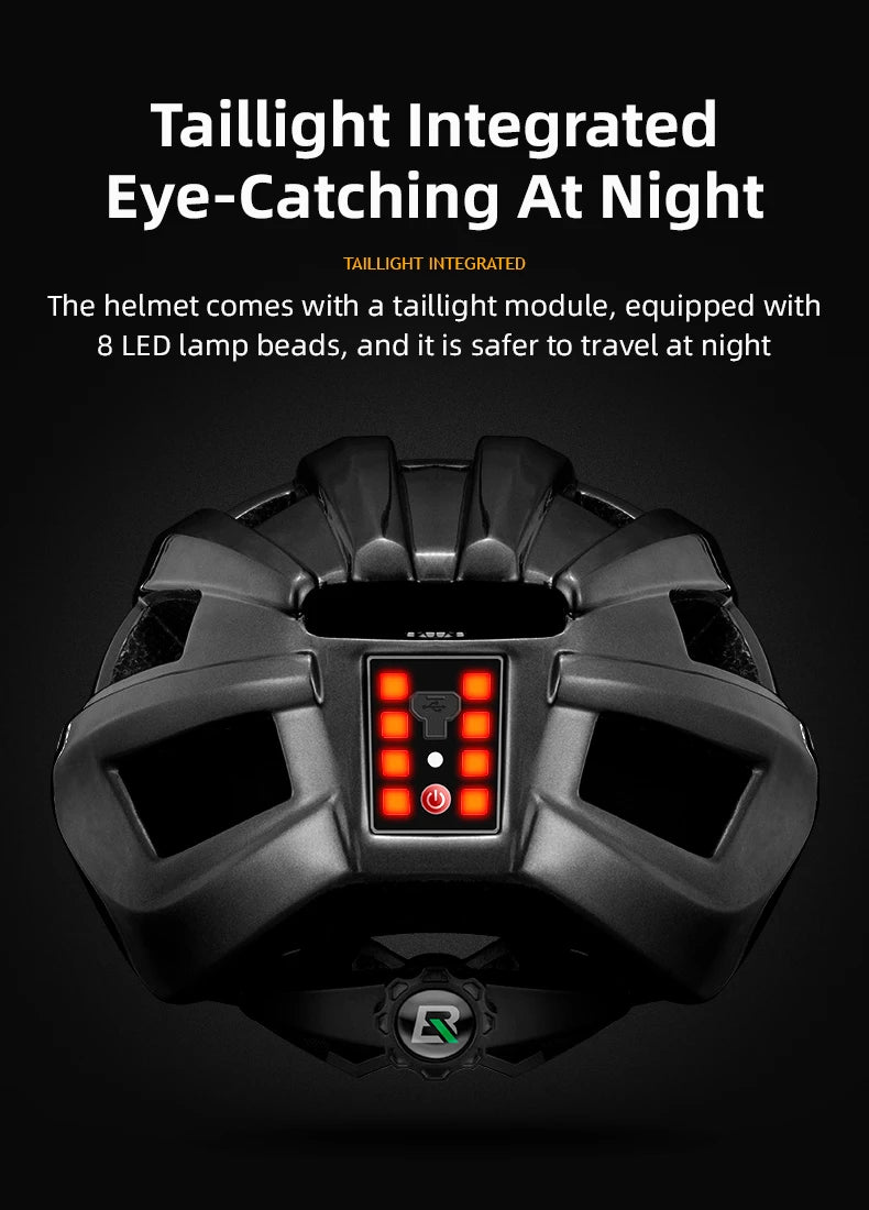 ROCKBROS Bicycle Helmet LED Rear Light Rechargeable Intergrally-molded Cycling Helmet MTB Road Bike Helmet Sport Safe Hat Helmet