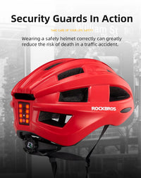ROCKBROS Bicycle Helmet LED Rear Light Rechargeable Intergrally-molded Cycling Helmet MTB Road Bike Helmet Sport Safe Hat Helmet