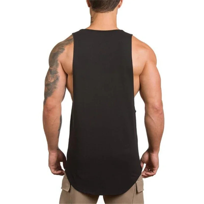 Plain Vests Cotton Breathable Sleeveless T-shirts Gym Fitness Bodybuilding Training Clothing Mens Running Sport Muscle Tank Tops