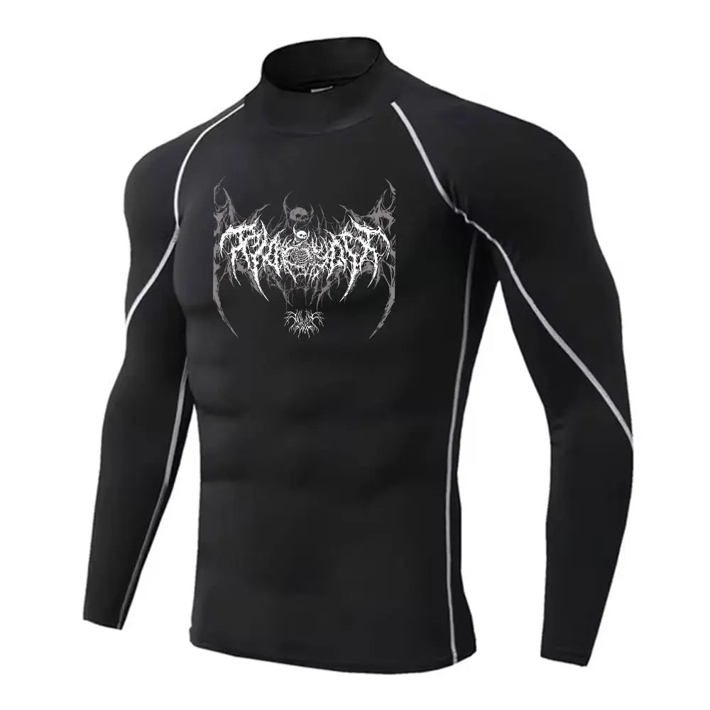Y2K Men's Turtleneck Compression Shirt Quick Gym Fitness Dry Rash Guard Hight Neck Muscle Athletic Bodybuilding Shirts Summer