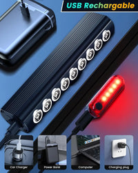 Super Bright USB Rechargeable Bike Lights, IPX5 Waterproof Headlight & Taillight Set for Night Riding