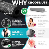 Extra-Large Yoga Mat with Printed Poses - 6x4 Feet, Non-Slip, Includes Carry Bag