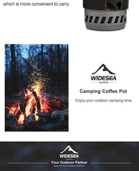 Widesea Camping Cooking System with Heat Exchanger Outdoor Gas Stove Burner Tourist Coffee Pot Cup Cookware Tableware Tourism