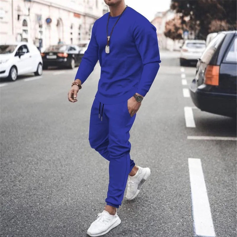 2025 New Men Two Pieces Sets Running Sweatshirt+Sweatpants  Suit Autumn Winter Warm Tracksuit Sets Men's Jogger Sports Suit