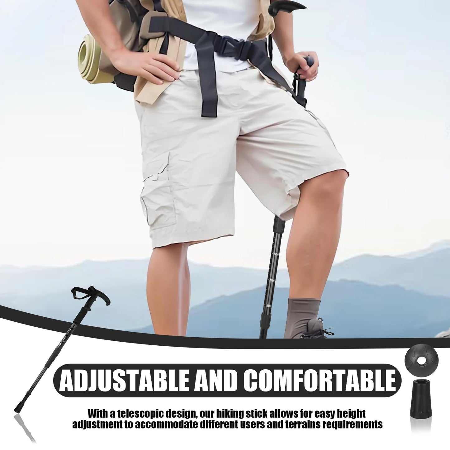 54-110cm Hiking Sticks Walking Stick Trekking Poles Mountaineering Telescopic Walking Stick for Particularly Steep Climb