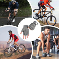 Fingerless Work Gloves Adjustable Wrist Gym Gloves Anti Slip Reinforced Palm Hand Out Mittens For Hunting Cycling Climbing