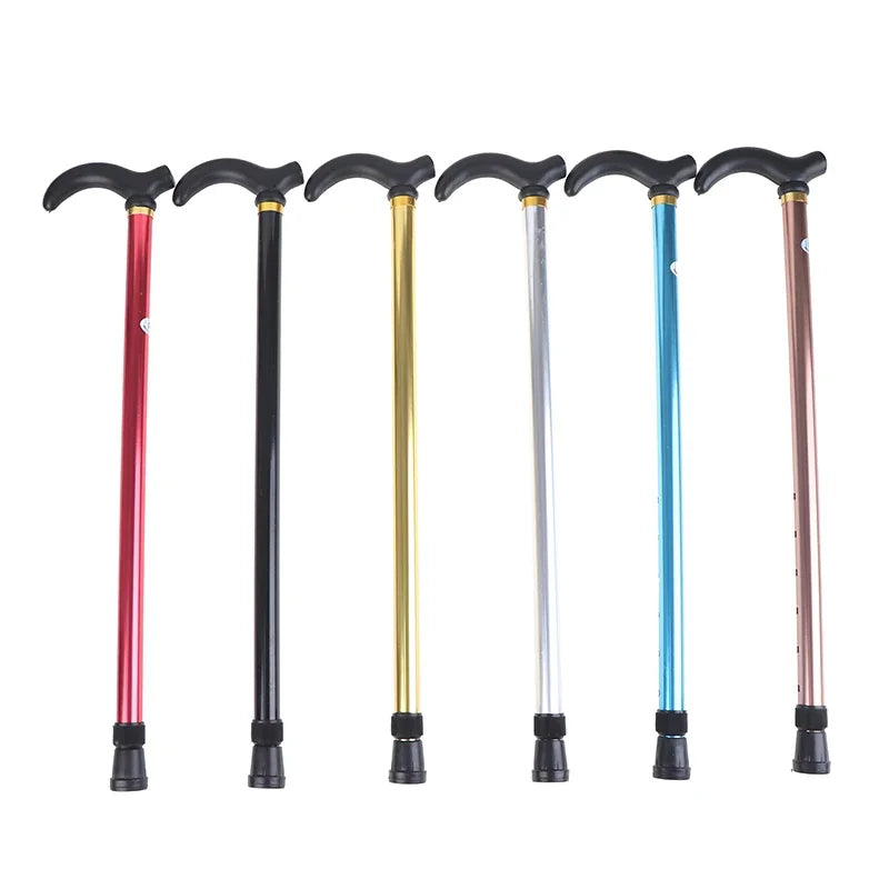 1PC 75-90cm Aluminum Alloy Adjustable Walking Stick 2 Section Stable Anti-Skid Crutch Old Man Hiking Cane Height