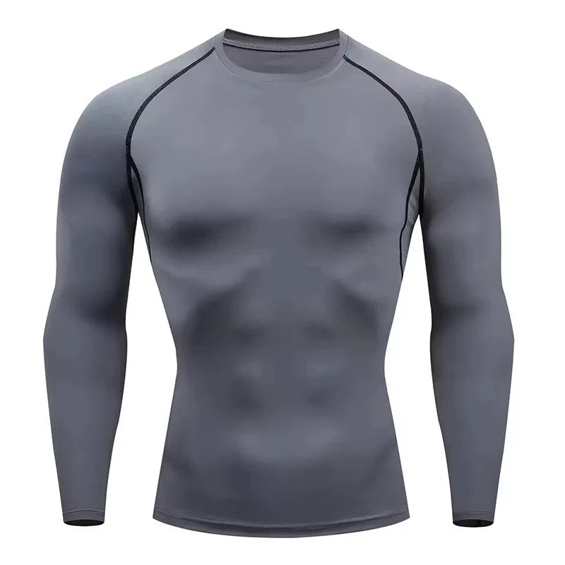 Autumn and winter Keep warm Men Compression Running T-Shirt Fitness Tight Long Sleeve Sport Training Jogging Gym Sportswear