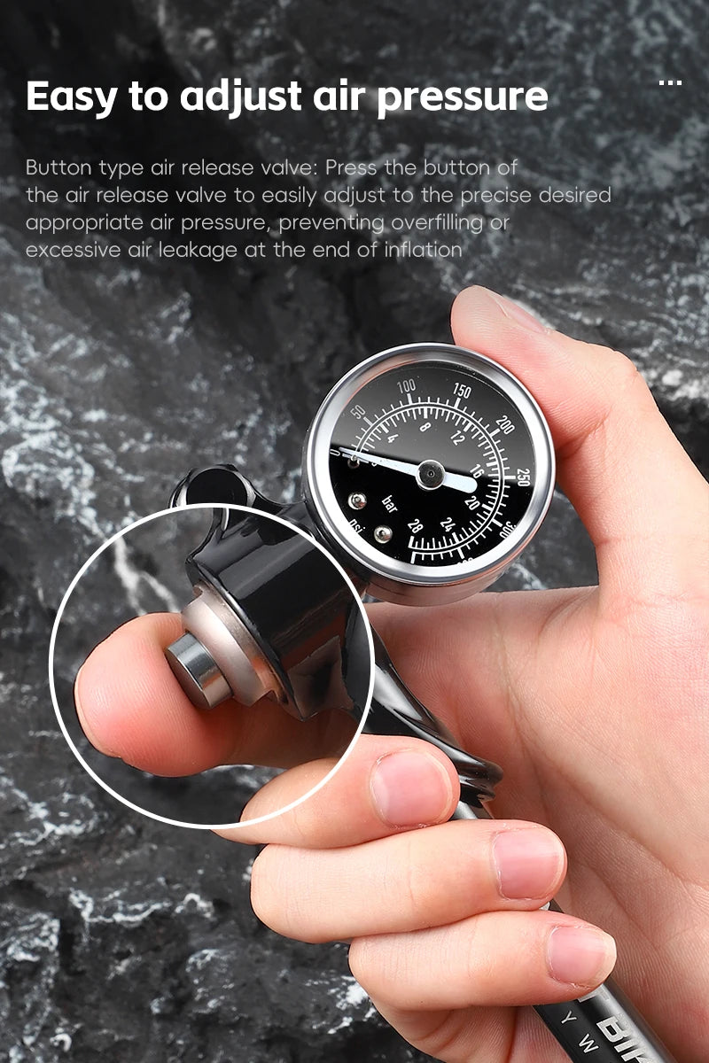 WEST BIKING 400PSI Bicycle Air Pump High Pressure MTB Bicycle Pump Front Fork Rear Suspension Pressure Gauge Schrader Valve