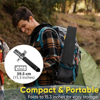 26-37-inch telescopic stainless steel walking stick with anti-slip design, suitable for challenging outdoor terrain and offering