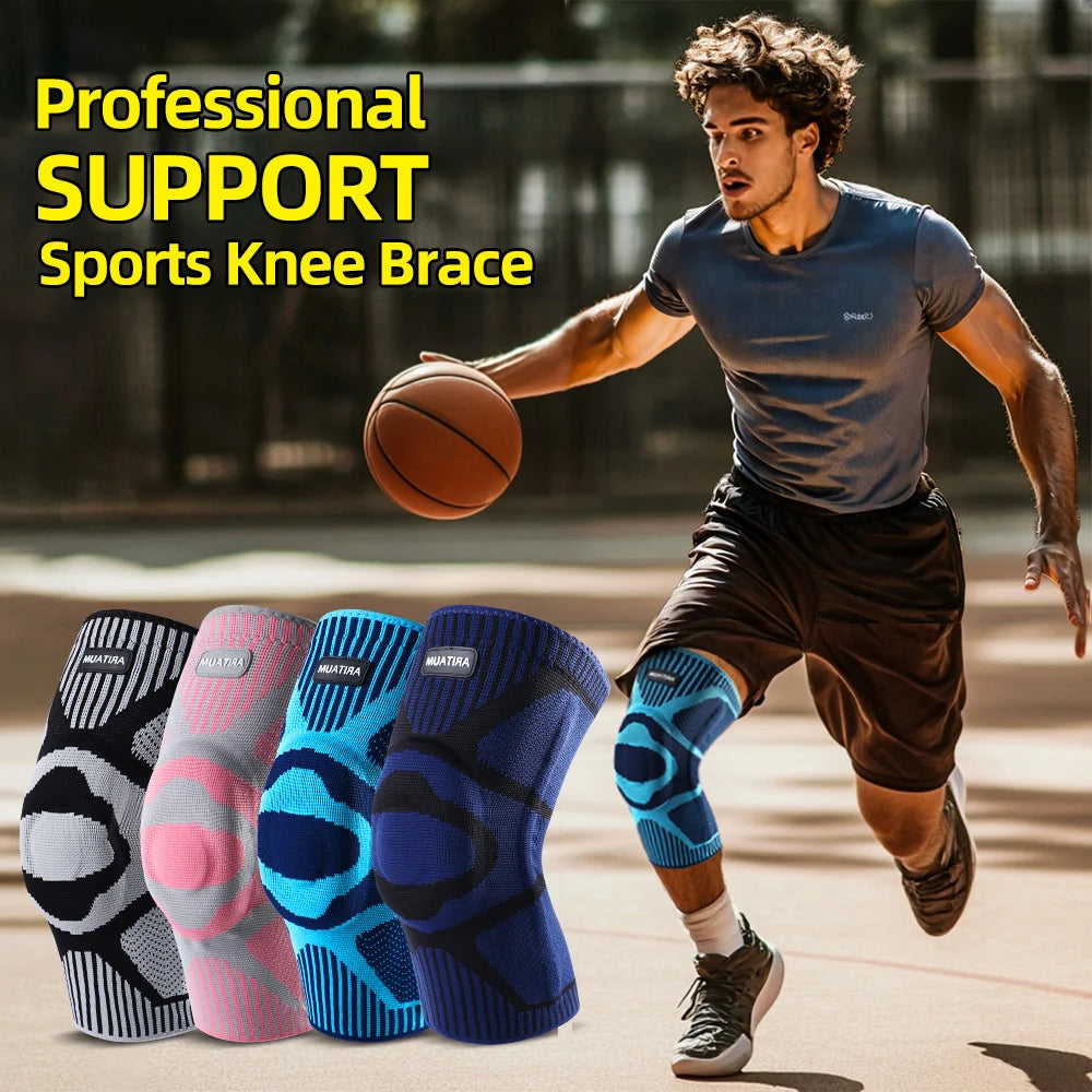 1 Pack of Professional Sports Knee Pads, Knee Pads, Meniscus Silicone Spring Support, Running Fitness, Basketball, Tennis, Badminton, Volleyball Knee Pads