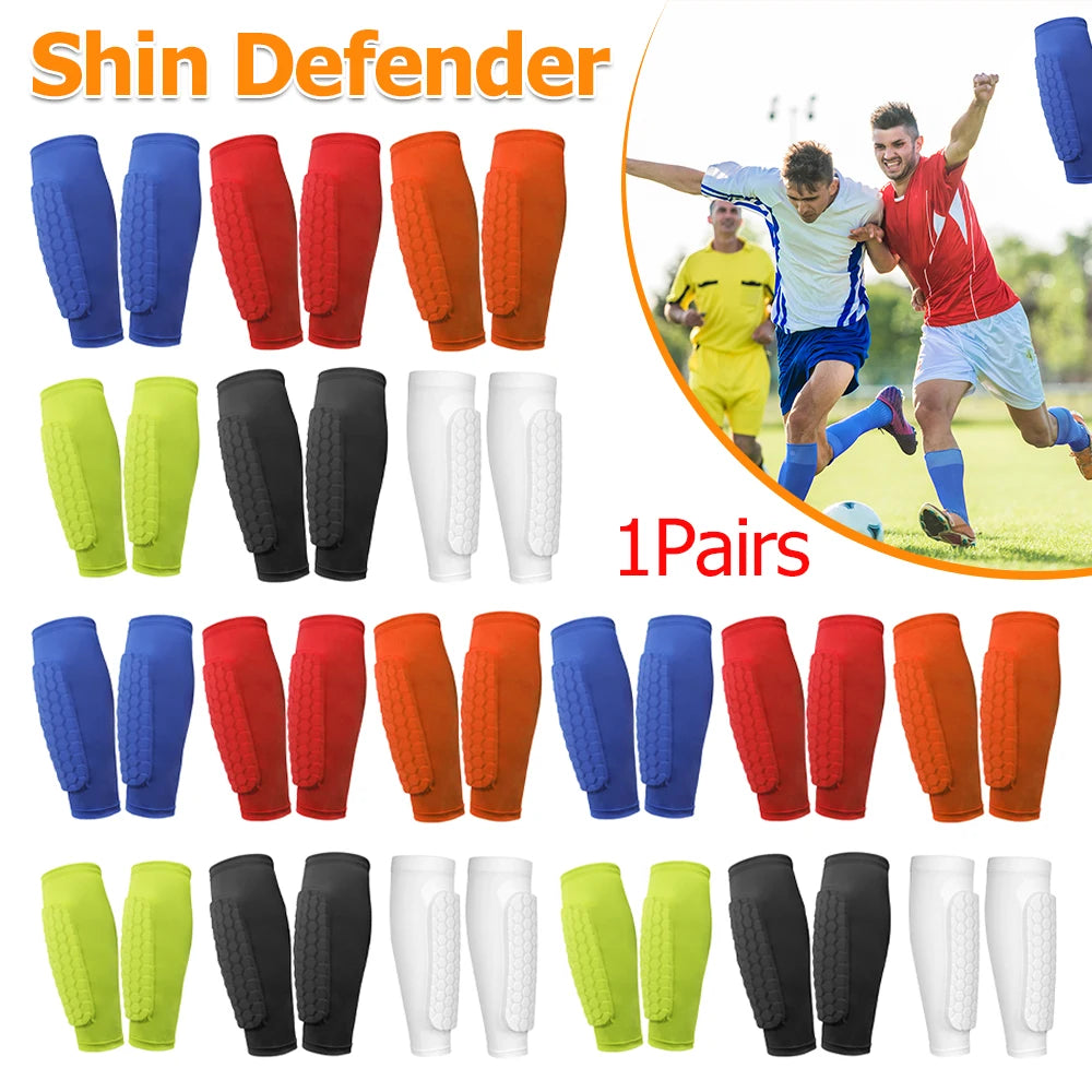 1 Pairs Shin Defender with Honeycomb Pads Soccer Shin Pads Breathable Lightweight Calf Protective Gear for Boys Girls Men Women