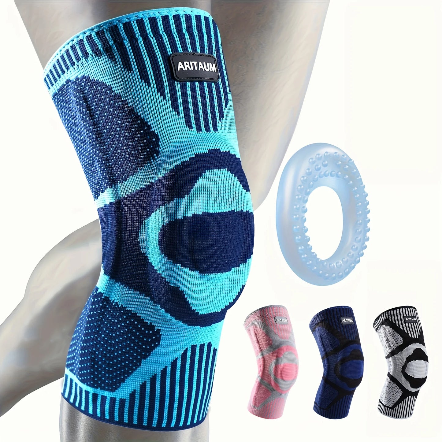 1 Pack of Professional Sports Knee Pads, Knee Pads, Meniscus Silicone Spring Support, Running Fitness, Basketball, Tennis, Badminton, Volleyball Knee Pads