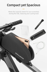ROCKBROS Bicycle Bag Bike Frame Top Tube Bag Large Capacity Storage Waterproof Hard Shell Bicycle Bag MTB Road Bike Accessories