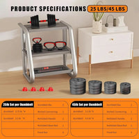 Versatile 4-in-1 Adjustable Dumbbell Set: 25, 45, 75, and 90 LB Weight Options with Barbell and Kettlebell Functionality