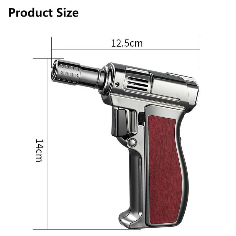 Windproof Butane Turbo Lighter High Temp Welding Torch Inflatable Metal Spray Gun for BBQ Kitchen Outdoor Smoking (no fuel)