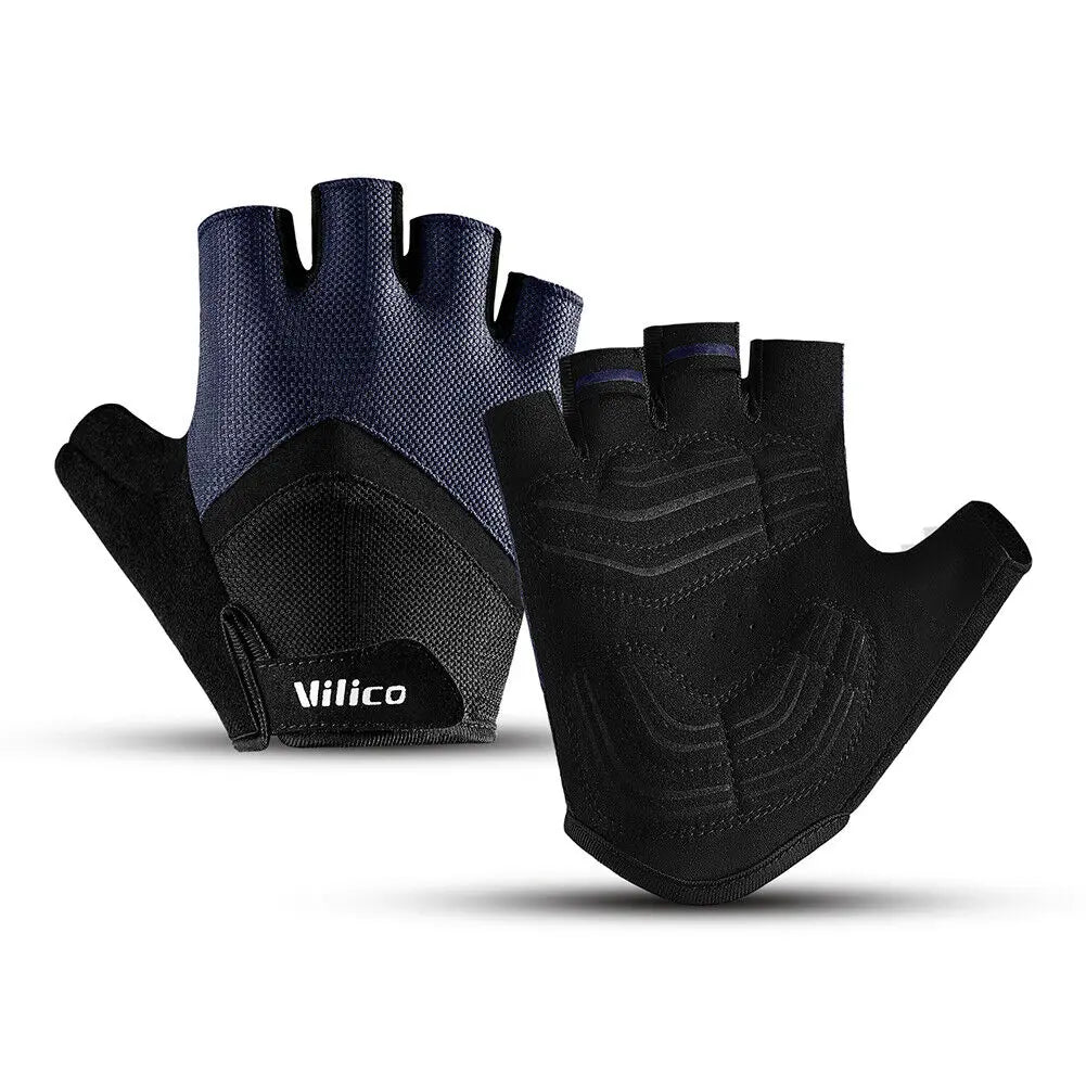 Cycling Half Finger Gloves Bike MTB Gloves Breathable Short Finger Thickened Palm Shock-Absorbing Anti Slip Outdoor Sport Gloves