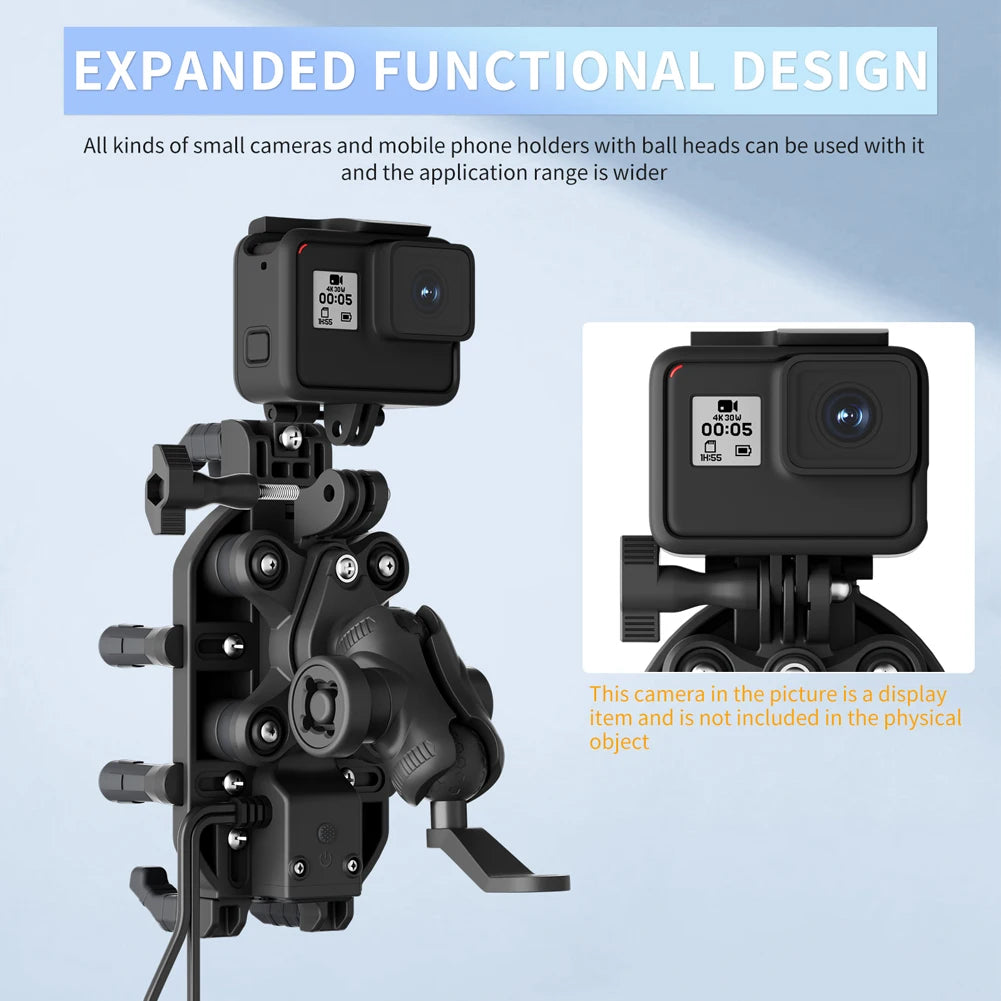 Motorcycle Phone Holder 15W Wireless Charger Shockproof Fast Charger Stand Anti-Theft Smartphone Handlebar Mount Waterproof