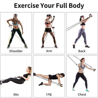 11 Pieces Yoga Resistance Bands Set Power Rubber Elastic Tube Expander Home Gym Fitness Workout Exerciser Pull Up Strength Ropes