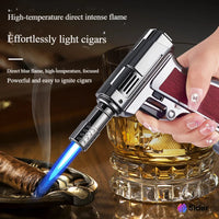 Windproof Butane Turbo Lighter High Temp Welding Torch Inflatable Metal Spray Gun for BBQ Kitchen Outdoor Smoking (no fuel)