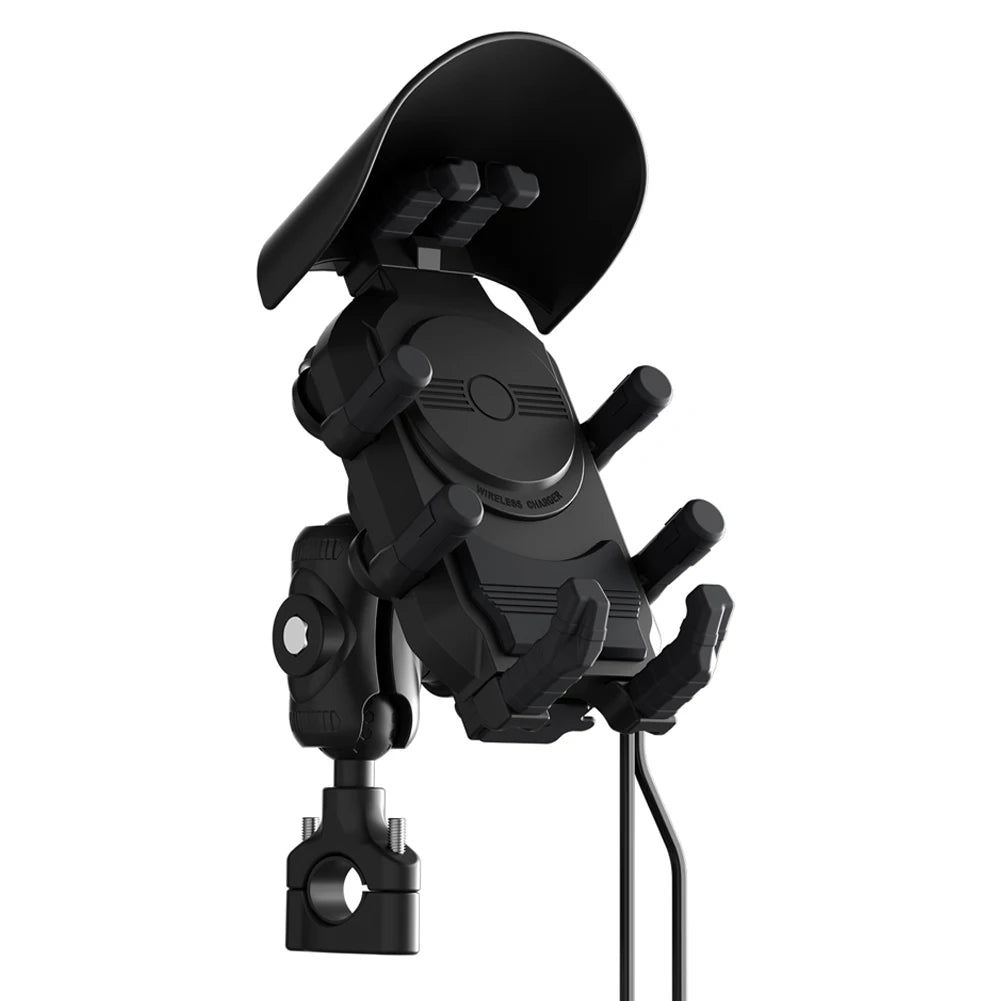 Motorcycle Phone Holder 15W Wireless Charger Shockproof Fast Charger Stand Anti-Theft Smartphone Handlebar Mount Waterproof