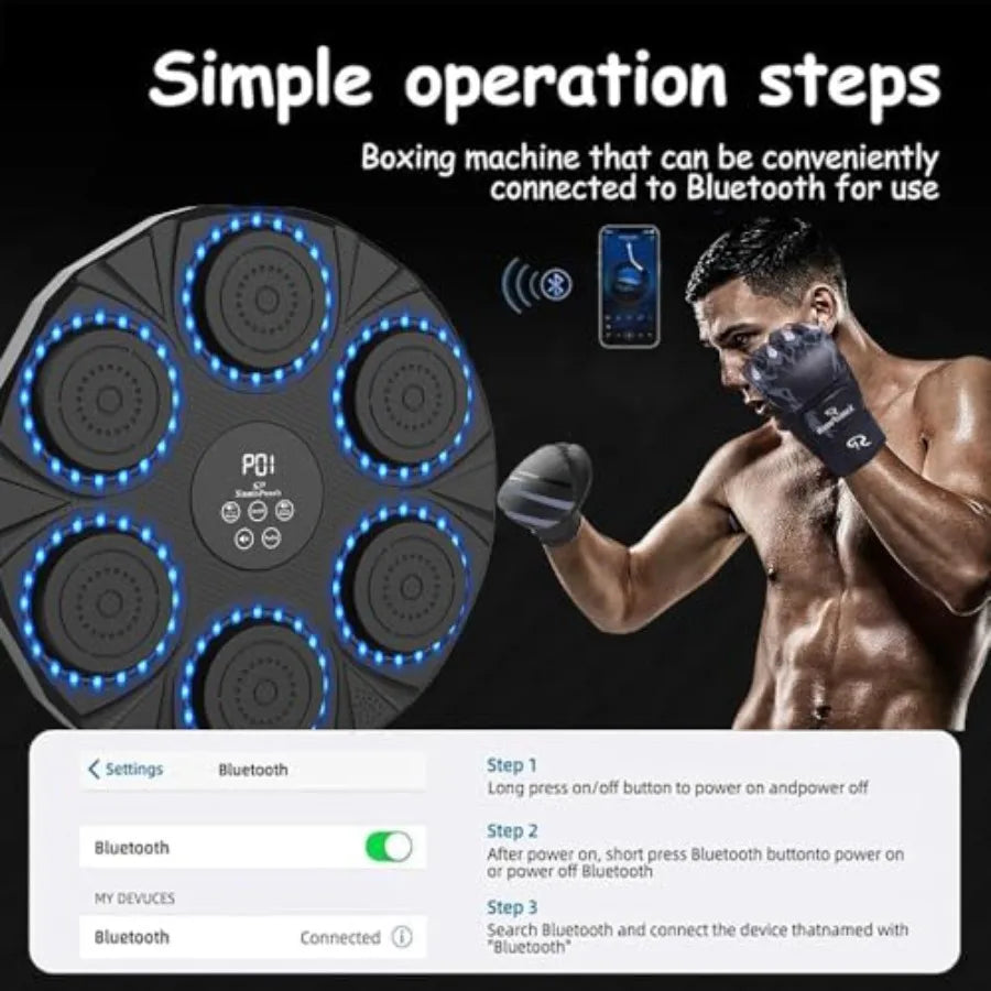 WallMounted Music Boxing Machine for Adults and with 2 Pairs Boxing Gloves and Hair Band Interactive Boxing Target Workout Equi