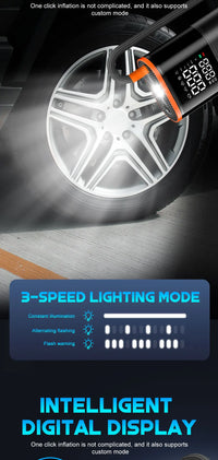 Digital Display Portable Tire Inzzator, USB Rechargeable Air Compressor for Car Bike Motorcycle Tires, Balls, Inflatable Toys