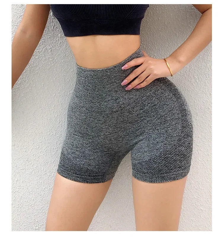 Women Butt Lifting Yoga Shorts Elastic Workout High Waist Tummy Control Ruched Booty Pants Seamless Gym Compression Tights