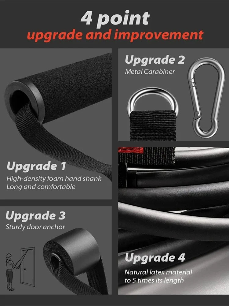 Resistance Bands Set, Exercise Bands With Door Anchor, Handles, Carry Bag, Legs Ankle Straps For Resistance Training