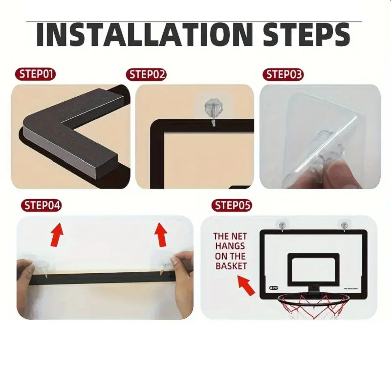 Mini Basketball Hoop for Kids Adults Indoor Small Basketball Hoop for Door Wall Mounted and Room Shooting Ball Sport Game Set