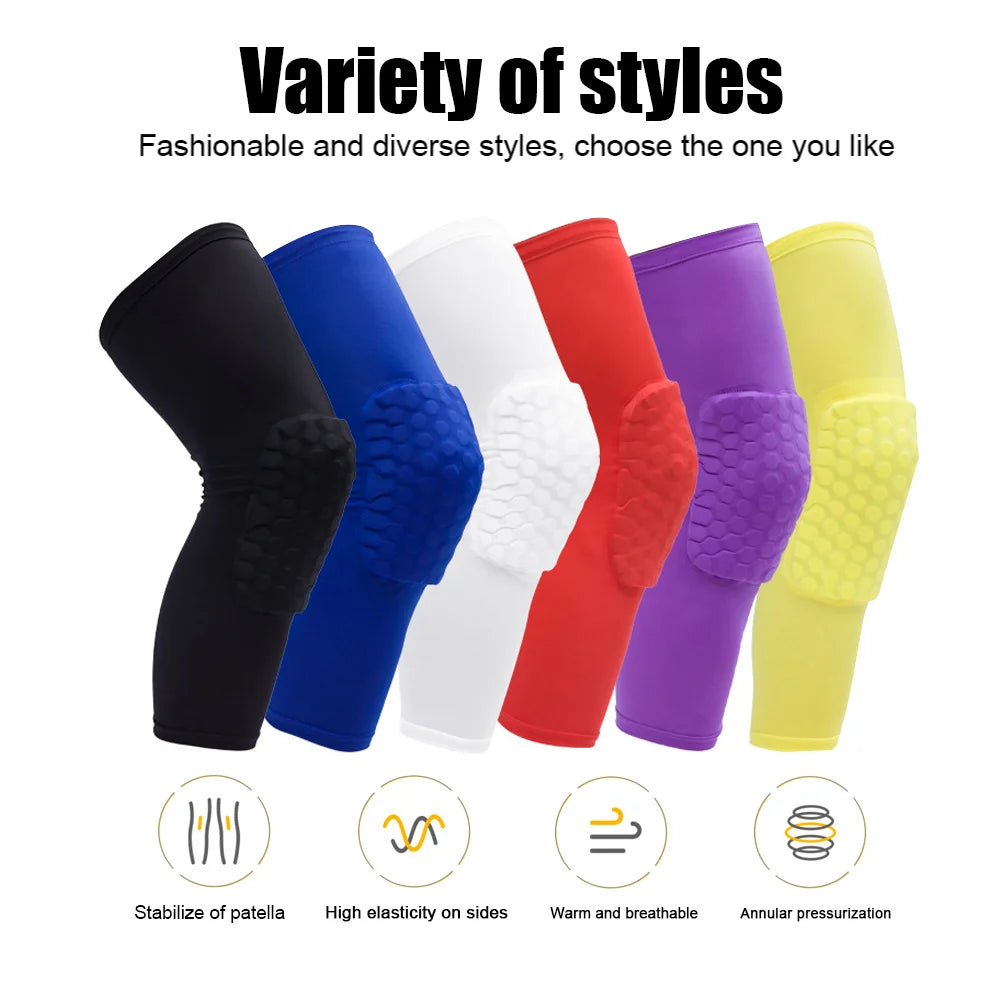 1PC Basketball Knee Pads Sleeve Honeycomb Brace Elastic Kneepad Protective Gear Patella Foam Support Volleyball Support