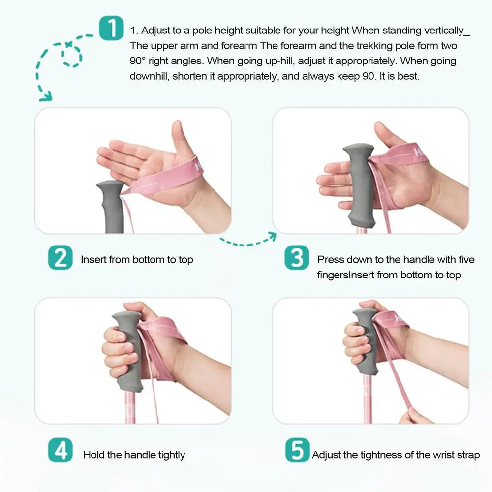 Kids Trekking Stick Lightweight Telescopic Kids Walking Stick EVA Grips Adjustable Aluminum Alloy Hiking Sticks for Boys Girls